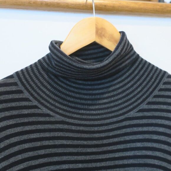 ZARA KNIT SWEATER DRESS turtleneck stripe midi stretch M office cozy minimalist - Picture 4 of 10